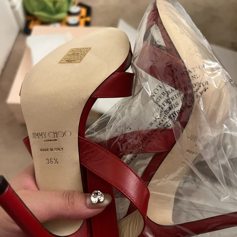 Jimmy choo lottie red sandal 36.5 - Picture 2 of 4